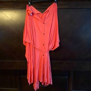 Peach one size open sided button up front and back with waistline tie